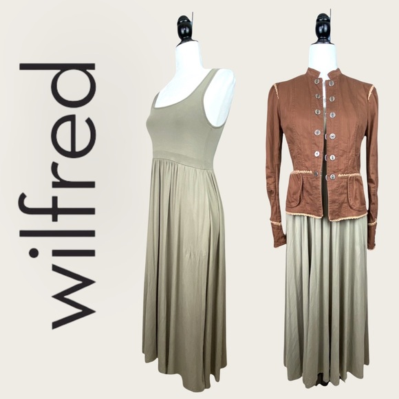 Aritzia Wilfred Assonance Midi Tank Dress w/ Pockets in Sage Green Size Small
